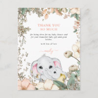 Eléphants Foliage Corail Baby shower Merci