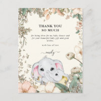 Eléphants Foliage Crème Baby shower Merci