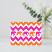 Carte Postale Eléphants roses chauds et orange Chevron Stripes (Debout devant)