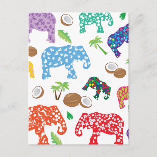 Carte Postale Eléphants tropicaux (Devant)