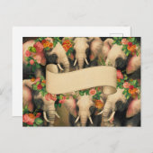 Carte Postale Eléphants Vintages rétro écrits (Devant / Derrière)