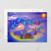 Carte Postale Eléphants volants (Devant / Derrière)