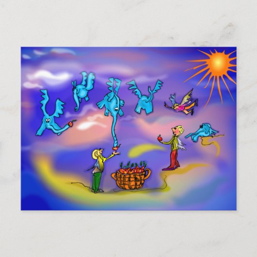 Carte Postale Eléphants volants (Devant)