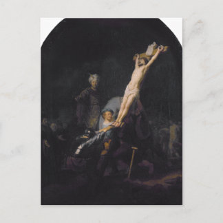 Carte Postale Élévation de la Croix, Série de la Passion par Rem