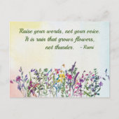 Carte Postale Élever vos mots Citer Fleurs sauvages d'aquarelle (Devant)