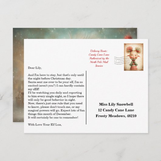 Carte Postale Elf Arrival Letter | North Pole Welcome Message (Devant / Derrière)