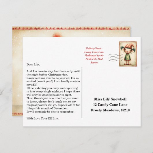 Carte Postale Elf Arrival Letter | North Pole Welcome Message (Devant / Derrière)
