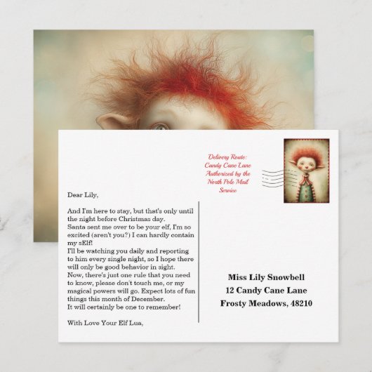 Carte Postale Elf Arrival Letter | North Pole Welcome Message (Devant / Derrière)