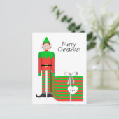 Carte Postale Elf Christmas - Forfait Cadeau rayé (Debout devant)
