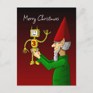 Carte postale Elf & Robot Christmas