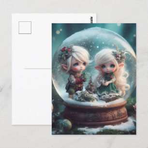 Carte Postale Elf Snowglobe