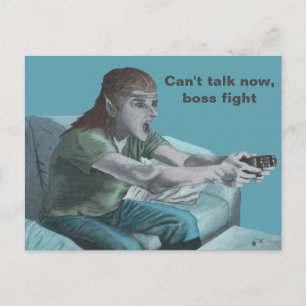 Carte postale Elf Video Gamer Boss Fight Imaginair