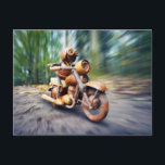 Carte Postale Elfe d'Acorn à moto<br><div class="desc">Acorn onze riding the motorbike - funny postcrossing postcard card</div>