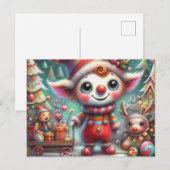 Carte Postale Elfe de Noël adorable et inadapté (Devant / Derrière)