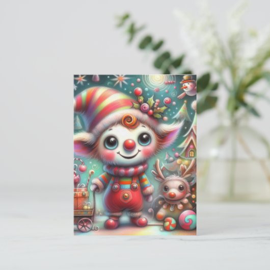 Carte Postale Elfe de Noël adorable et inadapté (Debout devant)