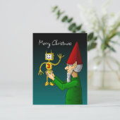 Carte Postale elfe de Noël avec le robot agitant (Debout devant)