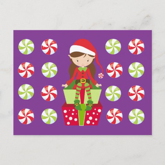 Carte Postale Elfe femelle avec bonbons (Devant)