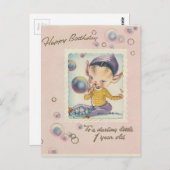 Carte Postale Elfe Joyeux Anniversaire "1 An" Vintage (Devant / Derrière)