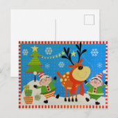 Carte Postale Elfes et rennes (Devant / Derrière)