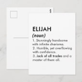 Carte Postale Elijah name, Editable name, Custom name (Devant / Derrière)