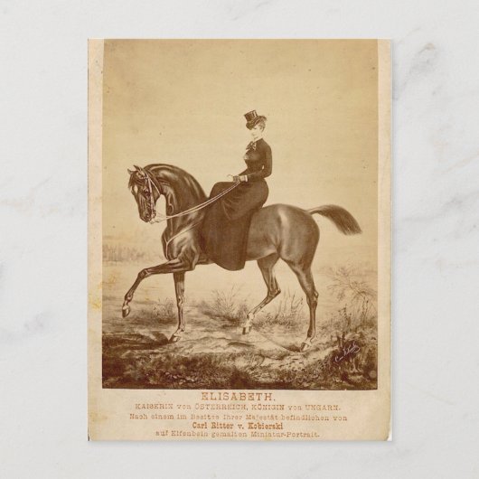 Carte Postale Élisabeth d'Austria riding horse #023SS (Devant)