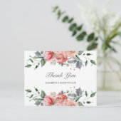 Carte Postale Elizabeth Elegant Fleurs Roses Mariage Merci (Debout devant)