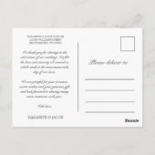 Carte Postale Elizabeth Elegant Fleurs Roses Mariage Merci (Dos)