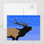 Carte Postale Elk bouillonnant en hiver - Art original de la fau (Devant / Derrière)