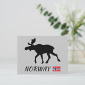 Carte Postale Elk norvégien et drapeau (Debout devant)