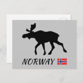 Carte Postale Elk norvégien et drapeau (Devant / Derrière)