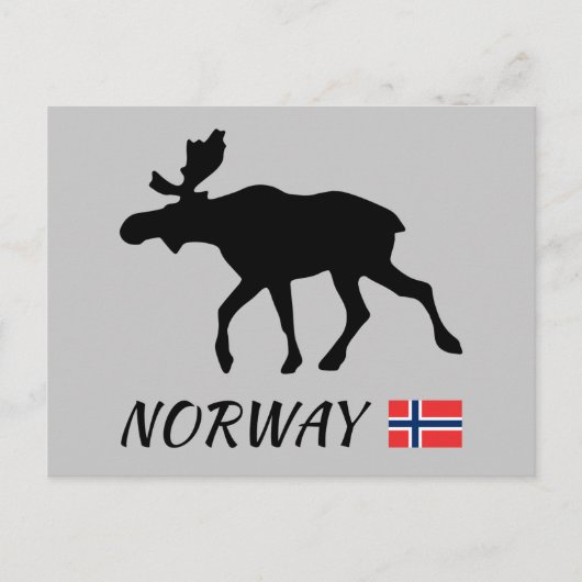 Carte Postale Elk norvégien et drapeau (Devant)