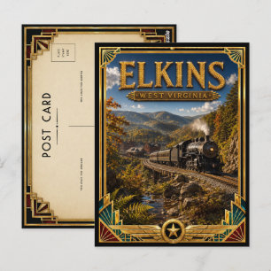 Carte Postale Elkins Virginie-Occidentale Art Déco Vintage Âge d