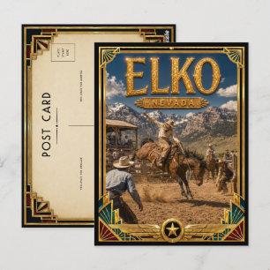 Carte Postale Elko Nevada Art Déco Vintage Âge d'Or