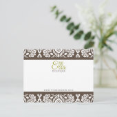 Carte Postale Ella #1 Brown Damask Chic Bow Card (Debout devant)