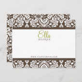 Carte Postale Ella #1 Brown Damask Chic Bow Card (Devant / Derrière)