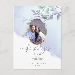 Carte Postale Elle a dit Oui Oval floral Sauvez la date