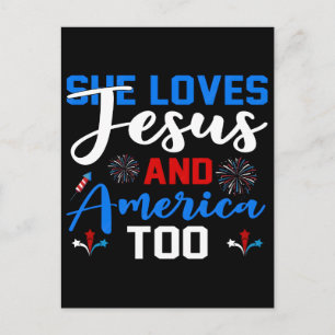 Carte Postale Elle aime Jésus et l'Amérique aussi Rétro Patrioti