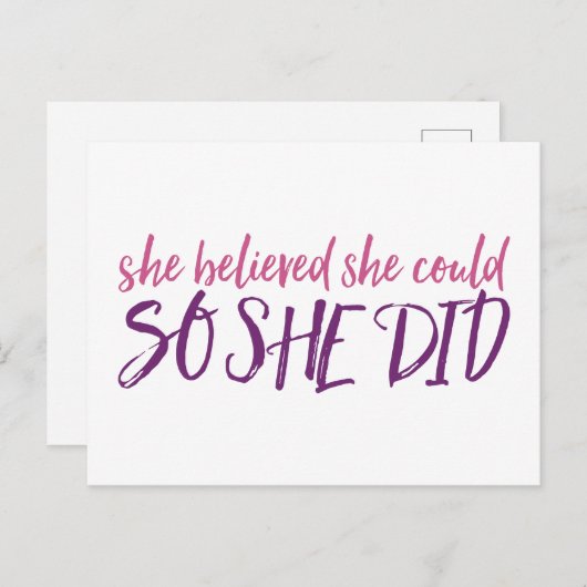 Carte Postale Elle Croyait Qu'Elle Le Pouvait, Alors Elle L'A Fa (Devant / Derrière)