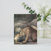 Carte Postale Elle embrassa le nez de l'ours (Debout devant)