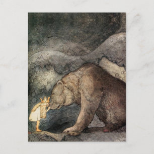 Carte Postale Elle embrassa le nez de l'ours