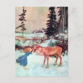 Carte Postale Elle embrassa le renne sur le Nez Noël (Devant)