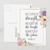 Carte Postale Elle est revêtue de force, Proverbes 31:25 (Devant / Derrière)