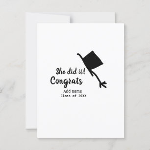 Carte Postale Elle l'a fait félicitations diplômée nom de l'étud