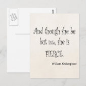 Carte Postale Elle n'est que petite elle est Fierce Shakespeare  (Devant / Derrière)