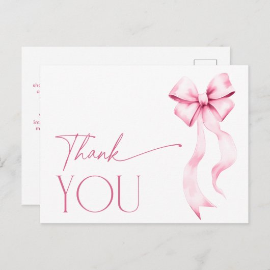 Carte Postale Elle Noue le Ruban Rose Remerciements de Mariée (Devant / Derrière)