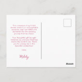 Carte Postale Elle Noue le Ruban Rose Remerciements de Mariée (Dos)