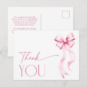 Carte Postale Elle Noue le Ruban Rose Ruban de Mariage Remerciem (Devant / Derrière)