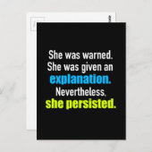 Carte Postale Elle Persista Elizabeth Warren (Devant / Derrière)