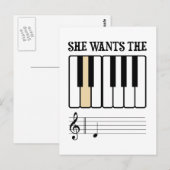 Carte Postale Elle veut la D Piano Music (Devant / Derrière)