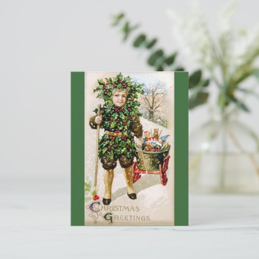 Carte Postale Ellen Clapsaddle : Holly Boy avec des jouets (Debout devant)